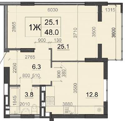 1-комнатная 48 м² в ЖК Визави от 19 000 грн/м², Луцк