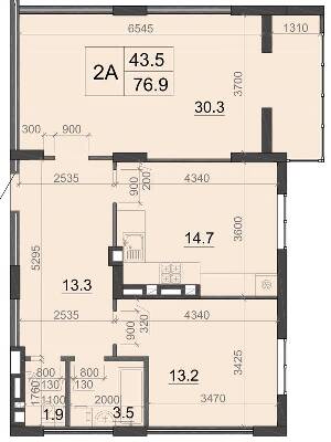 2-кімнатна 76.9 м² в ЖК Визави від 18 500 грн/м², Луцьк