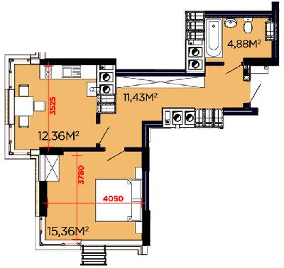 1-кімнатна 44.03 м² в ЖК Щасливий від 23 000 грн/м², Львів