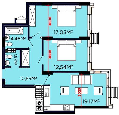 2-кімнатна 66.06 м² в ЖК Щасливий від 21 200 грн/м², Львів