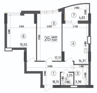 2-кімнатна 68.09 м² в ЖК Aquamarine від 20 950 грн/м², м. Українка