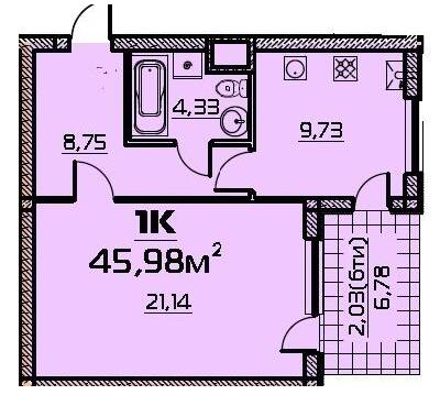 1-комнатная 46 м² в ЖК Бородино от 22 550 грн/м², Запорожье
