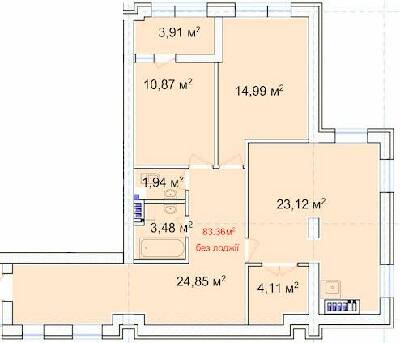 2-комнатная 87.27 м² в ЖК Comfort City Lagoon от 24 450 грн/м², Днепр