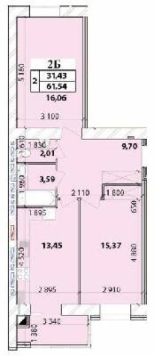 2-комнатная 61.54 м² в ЖК Масаны Лесной от 16 200 грн/м², Чернигов