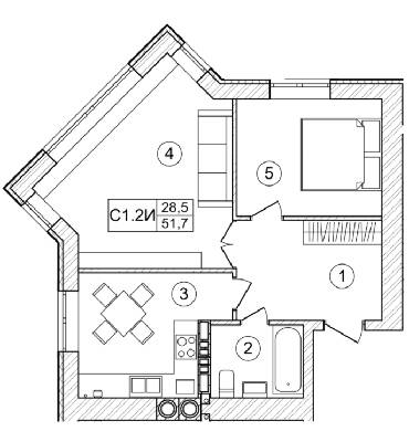 1-комнатная 53.5 м² в ЖК Bavaria City от 20 931 грн/м², с. Крюковщина