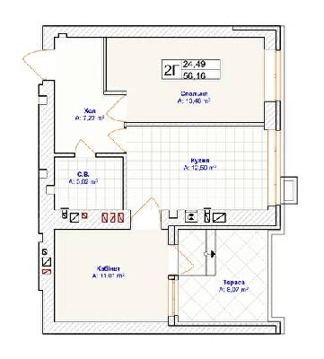 2-комнатная 56.16 м² в ЖК Grand Country Irpin от 24 500 грн/м², г. Ирпень