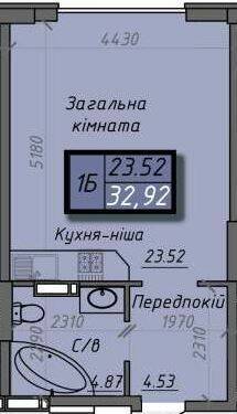 1-комнатная 32.92 м² в ЖК Iceberg от 20 000 грн/м², Сумы