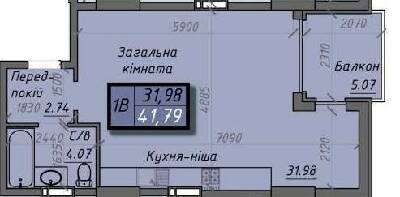 1-комнатная 41.79 м² в ЖК Iceberg от 20 000 грн/м², Сумы