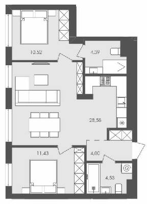 2-комнатная 63.45 м² в ЖК Avalon Holiday от 20 000 грн/м², с. Сокольники