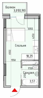 1-комнатная 22.7 м² в ЖК Пространство Eco City (Пространство на Радостной) от 19 700 грн/м², Одесса