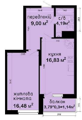 1-кімнатна 47.64 м² в ЖК Авеню 42 від 48 000 грн/м², Київ