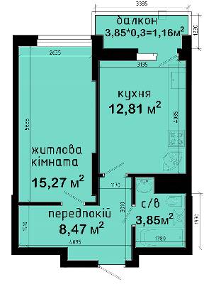 1-кімнатна 41.56 м² в ЖК Авеню 42 від 51 500 грн/м², Київ