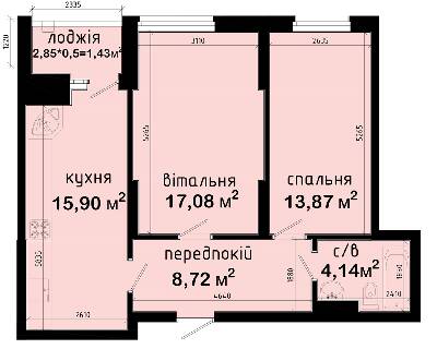 2-комнатная 61.14 м² в ЖК Авеню 42 от 28 130 грн/м², Киев