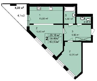 2-кімнатна 63.5 м² в ЖК Q-6 "Quoroom Perfect Town" від 28 250 грн/м², Львів