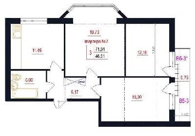 3-кімнатна 71.91 м² в ЖК Family від 20 200 грн/м², с. Гатне