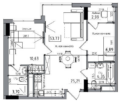 2-кімнатна 53.77 м² в ЖМ ARTVILLE від 17 700 грн/м², смт Авангард