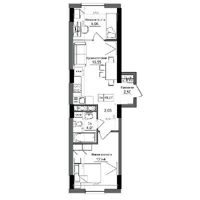 1-кімнатна 45.87 м² в ЖМ ARTVILLE від 21 420 грн/м², смт Авангард