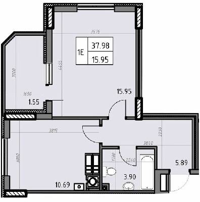 1-кімнатна 37.98 м² в ЖК Банківський 2 від 19 600 грн/м², м. Бориспіль