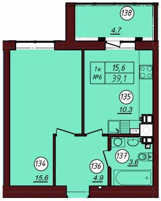 1-комнатная 39.1 м² в ЖК Соборный от 20 600 грн/м², г. Фастов