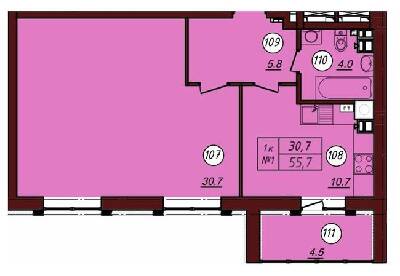 1-кімнатна 55.7 м² в ЖК Соборний від 20 600 грн/м², м. Фастів