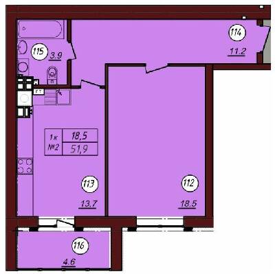 1-кімнатна 51.9 м² в ЖК Соборний від 20 600 грн/м², м. Фастів