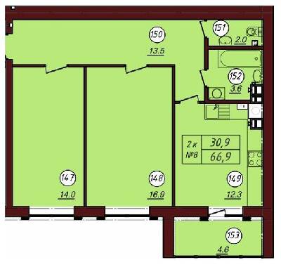 2-комнатная 66.9 м² в ЖК Соборный от 20 600 грн/м², г. Фастов