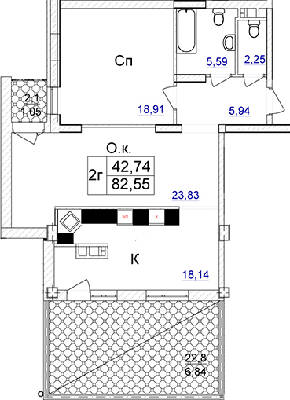 2-кімнатна 82.55 м² в ЖК Ясна Поляна від 46 150 грн/м², Одеса