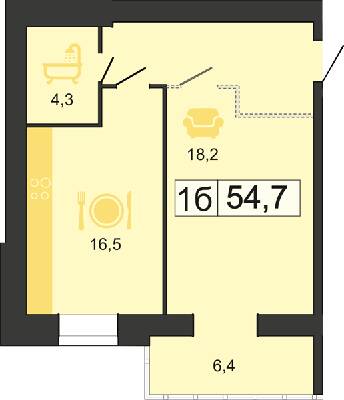 1-комнатная 54.7 м² в ЖК River Park от 30 750 грн/м², Днепр