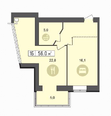 1-комнатная 56 м² в ЖК Счастливый от 19 700 грн/м², Днепр