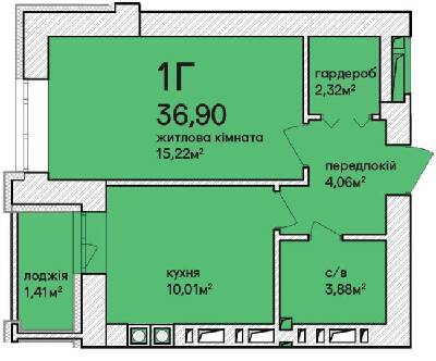 1-кімнатна 36.9 м² в ЖК Синергія Сіті (Kvartal Group) від 19 000 грн/м², м. Ірпінь