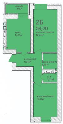 2-комнатная 54.2 м² в ЖК Синергия Сити (Kvartal Group) от 21 000 грн/м², г. Ирпень