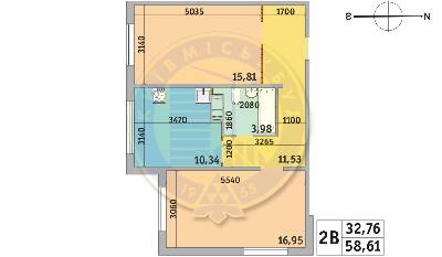 2-комнатная 58.61 м² в ЖК Милос от 23 175 грн/м², Киев