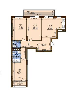 3-комнатная 95.09 м² в ЖК Варшавский-2 от застройщика, Киев