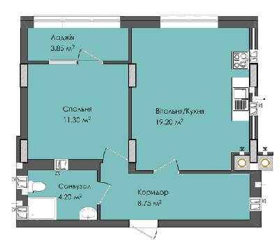 1-кімнатна 47.3 м² в ЖК Комфорт Плюс від 16 250 грн/м², м. Дубляни