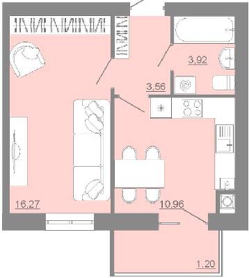 1-комнатная 35.91 м² в ЖК Проект Парк от 14 850 грн/м², г. Пустомыты