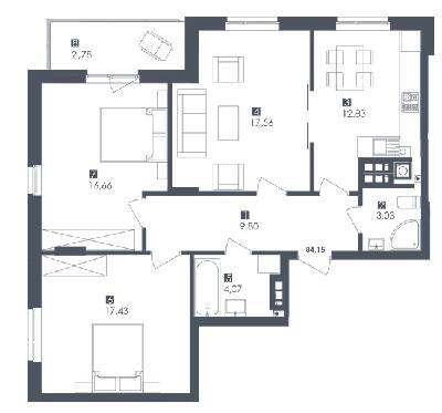 3-комнатная 84.15 м² в ЖК Сад Песен от 33 900 грн/м², Львов