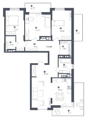 3-кімнатна 112.08 м² в ЖК Сад Пісень від 24 300 грн/м², Львів