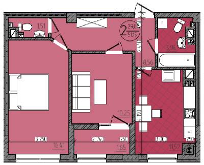 2-кімнатна 51.15 м² в ЖК Ізумрудний від забудовника, Чернівці