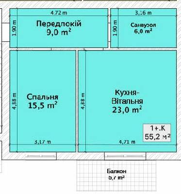 1-комнатная 55.2 м² в ЖК на пер. 1-й Константиновича, 13 от 23 050 грн/м², Винница