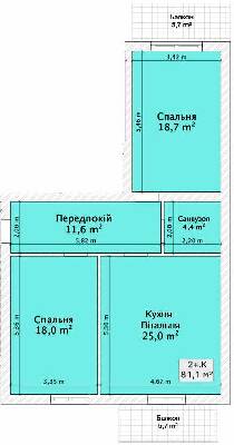 2-кімнатна 81.1 м² в ЖК на пров. 1-й Константиновича, 13 від 23 050 грн/м², Вінниця