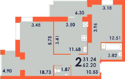 2-кімнатна 62.2 м² в ЖК Park Residence від 19 500 грн/м², Запоріжжя