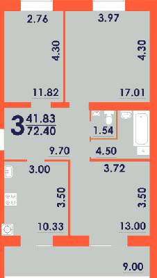 3-кімнатна 72.4 м² в ЖК Park Residence від 19 500 грн/м², Запоріжжя