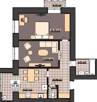 2-комнатная 61.3 м² в ЖК Гетьманский от 14 200 грн/м², Ивано-Франковск