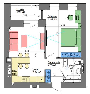 1-комнатная 41.3 м² в ЖК NIKOSTAR Comfort+ от 18 150 грн/м², Николаев