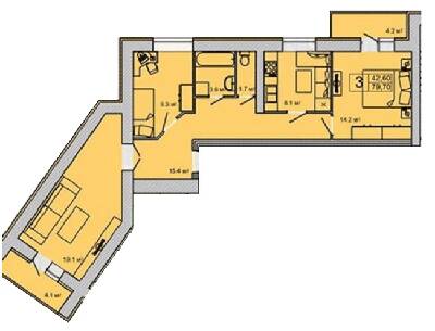 3-кімнатна 79.7 м² в ЖК Turkish City від 22 000 грн/м², Вінниця