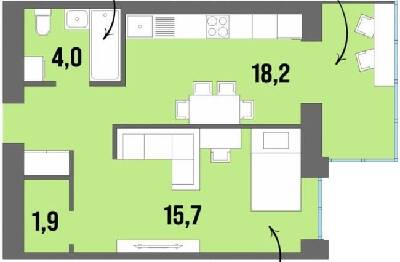 1-комнатная 42.9 м² в ЖК Dream Town от 18 150 грн/м², Луцк