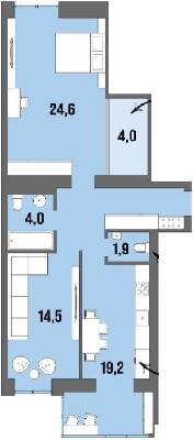 2-кімнатна 75.7 м² в ЖК Dream Town від 20 650 грн/м², Луцьк