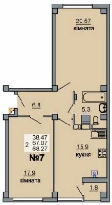 2-кімнатна 68.27 м² в ЖК River House від 16 000 грн/м², Луцьк