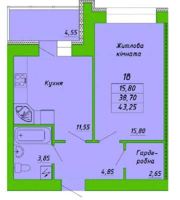 1-комнатная 43.25 м² в ЖК на ул. Пушкаревская, 22Д от 18 800 грн/м², Полтава