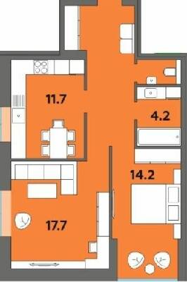 2-комнатная 61.3 м² в ЖК Orange City от 17 950 грн/м², г. Вараш